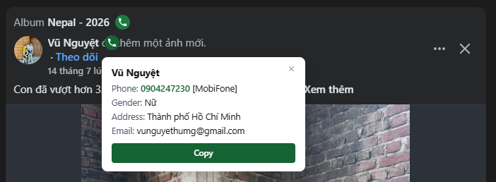 Thẻ kết quả quét trên Facebook